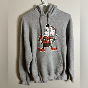 Cleveland Browns Brownie Elf Embroidered Hoodie Heather Gray M